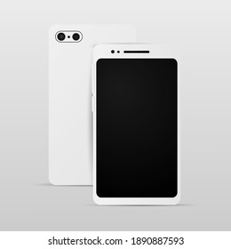 White mobile phone mockup front and back design vector