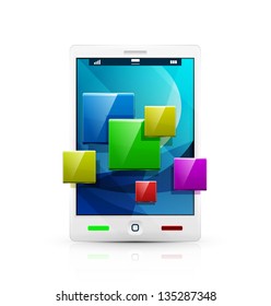 White mobile phone / tablet and application concept icon