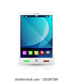 White mobile phone / tablet and application concept icon