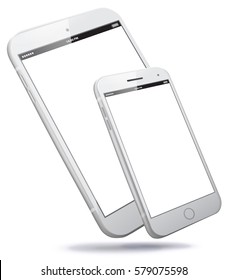 White Mobile Phone and Tablet Computer Vector illustration
