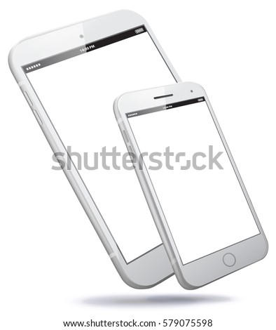 White Mobile Phone and Tablet Computer Vector illustration
