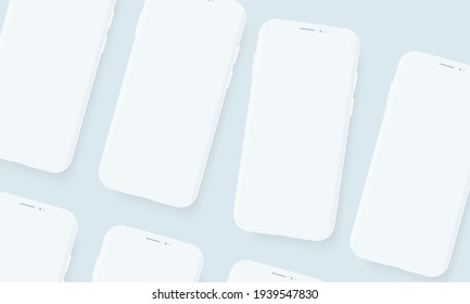 Weiße Handy-Vorlagen mit leerem Bildschirm für Design-App. Mock up of Ton Vektor Smartphone.