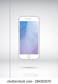White Mobile Phones with low poly art background