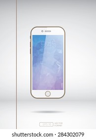 White Mobile Phones with low poly art background
