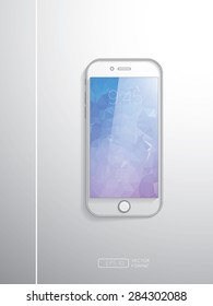 White Mobile Phones with low poly art background