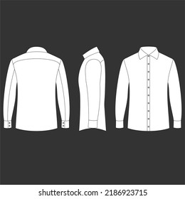 white mockup long sleeve shirt, three sided formal wear design