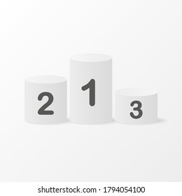 White mockup on backdrop. Mockup with realistic podium on white background. Vector illustration.