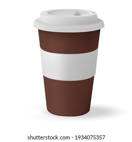 White mockup paper cup for hot coffee with black lid isolated on white background. Takeaway blank small tea cup for your design text or banner of brand.