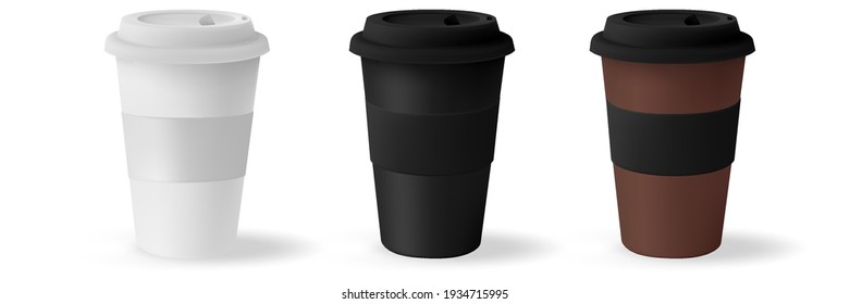 White mockup paper cup for hot coffee with black lid isolated on white background. Takeaway blank small tea cup for your design text or banner of brand.