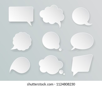 White Mockup Retro Speech Bubbles Set Empty Template on a Grey. Vector illustration of Mock Up Bubble