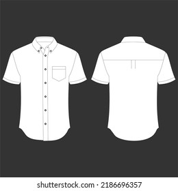 white mockup short sleeve shirt, formal dress design that can be changed colors and designs as needed