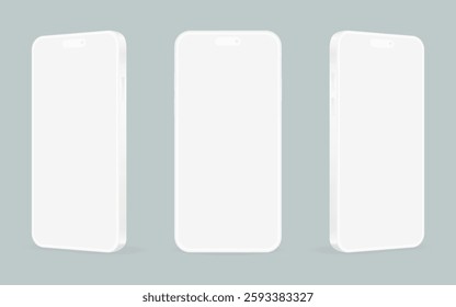 White mockup smartphone set with blank screen