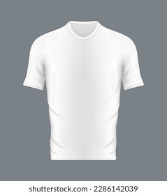 White mockup of t-shirt in front. 3d tshirt with short sleeve. Blank design template. Realistic mock up for sport, uniform, polo and promotion. Vector.