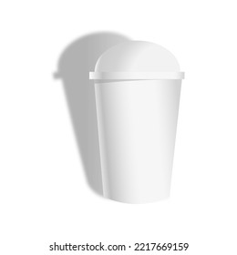 White mockups of paper coffee mugs isolated on white background.