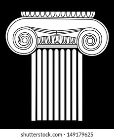 white model of simple silhouette of Greek column on the black background. vector illustration