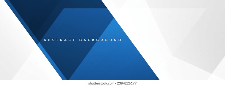 Fondo de banner 3D abstracto y moderno blanco con forma geométrica y líneas azules. Ilustración del vector