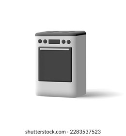 White modern 3D oven with a black induction surface for cooking. Electrical appliance for home, kitchen. Image on a white background.