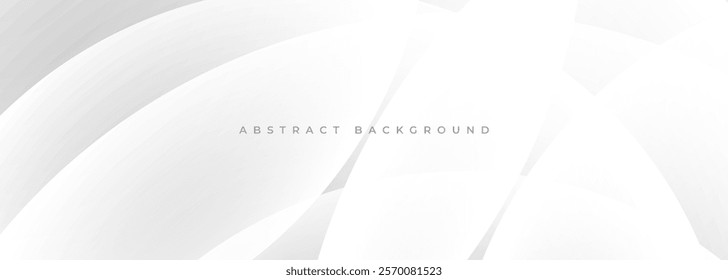 White modern abstract background with curves and circular shapes. Vector illustration wide banner graphic design template for presentation, annual report, wallpaper or cover.