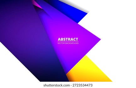Fundo abstrato moderno branco com formas geométricas roxas e amarelas. Ilustração vetorial