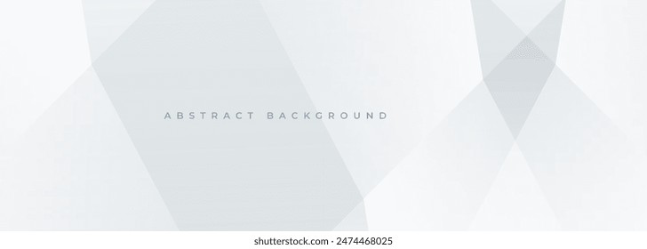 White modern abstract banner with diagonal lines and geometric shapes. Light presentation abstract wide background. Vector illustration