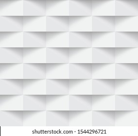 White modern abstract seamless geometric pattern, 3d paper art style that looks creased, Vector illustration