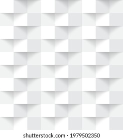 White modern abstract seamless geometric pattern, 3d paper art style that looks creased, Vector illustration