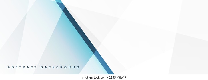 White modern abstract wide banner with blue geometric shapes. Vector illustration