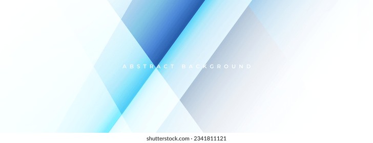 White modern abstract wide banner with blue line and geometric shapes. White and blue abstract background. Vector illustration