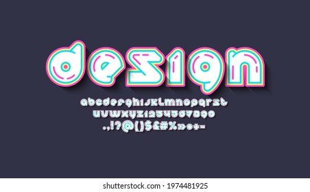 White modern alphabet, original rounded font, trendy letters from A to Z and numbers from 0 to 9, vector illustration 10EPS