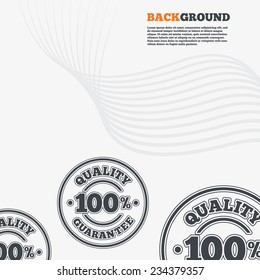 White modern background. 100% quality guarantee sign icon. Premium quality symbol. Outline signs with curved lines. Vector