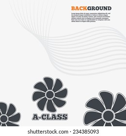 White modern background. A-class ventilation icon. Energy efficiency sign symbol. Outline signs with curved lines. Vector