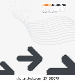 White modern background. Arrow sign icon. Next button. Navigation symbol. Outline signs with curved lines. Vector