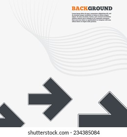 White modern background. Arrow sign icon. Next button. Navigation symbol. Outline signs with curved lines. Vector