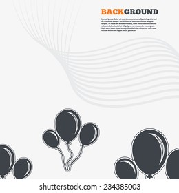 White modern background. Balloon sign icon. Birthday air balloon with rope or ribbon symbol. Outline signs with curved lines. Vector
