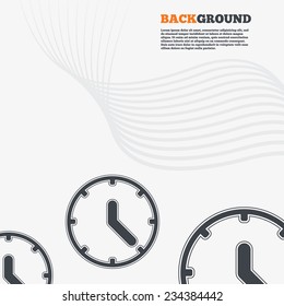 White modern background. Clock sign icon. Mechanical clock symbol. Outline signs with curved lines. Vector