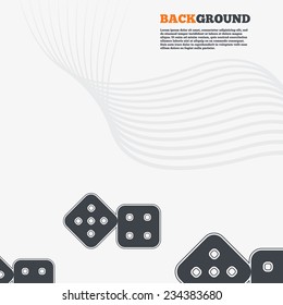 White modern background. Dices sign icon. Casino game symbol. Outline signs with curved lines. Vector