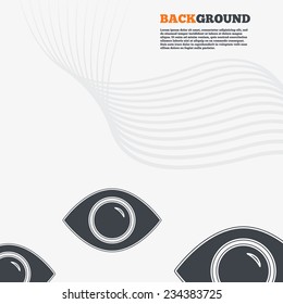 White modern background. Eye sign icon. Publish content button. Visibility. Outline signs with curved lines. Vector