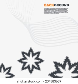 White modern background. Flower with petals sign icon. Blossom symbol. Outline signs with curved lines. Vector