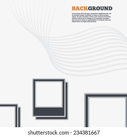 White modern background. Photo frames template sign icon. Empty photography symbol. Outline signs with curved lines. Vector