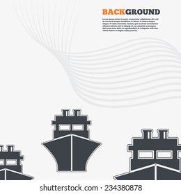 White modern background. Ship or boat sign icon. Shipping delivery symbol. Outline signs with curved lines. Vector