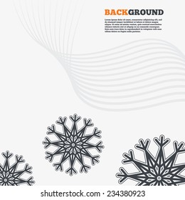 White modern background. Snowflake artistic sign icon. Christmas and New year winter symbol. Air conditioning symbol. Outline signs with curved lines. Vector
