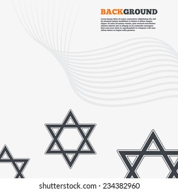 White modern background. Star of David sign icon. Symbol of Israel. Jewish hexagram symbol. Shield of David. Outline signs with curved lines. Vector