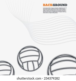 White modern background. Volleyball sign icon. Beach sport symbol. Outline signs with curved lines. Vector
