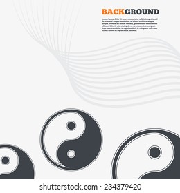 White modern background. Ying yang sign icon. Harmony and balance symbol. Outline signs with curved lines. Vector