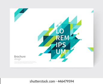 White modern business brochure/ leaflet, flyer, cover template. Abstract diagonal background blue and green lines. stock-vector EPS 10