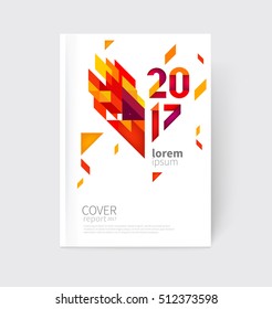 White modern business brochure, leaflet, flyer, cover template. Abstract diagonal background red and yellow lines and triangles. vector EPS 10