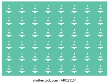 White modern Christmas trees background and wallpaper in vector design on ocean green background.