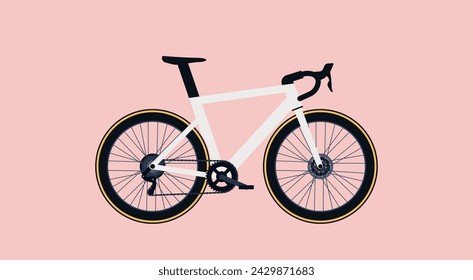 White Modern City Bicycle or Road Bike, Sport and Transportation Concept, Flat Vector Illustration Design