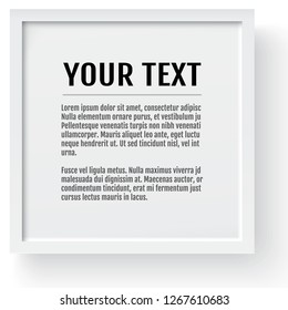 White modern frame, mockup.  Place for text, photo, gift or others. Vector illustration.