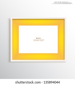 White modern frame on the wall, vector illustration.